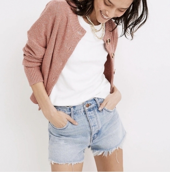 Madewell Relaxed Denim Shorts Light Wash Cutoffs Size 28 Button Fly - Picture 2 of 14
